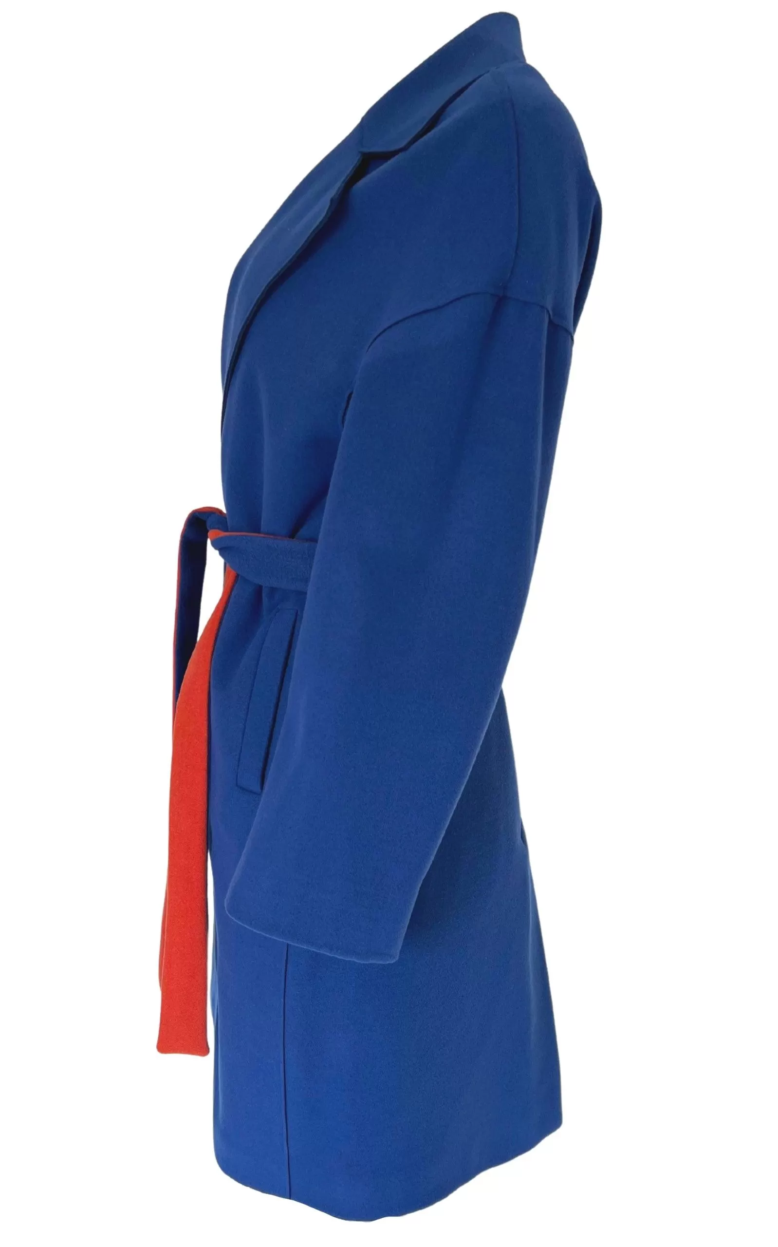 Blue Belted Wrap Trench Coat