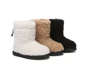 EVERAU UGG Kids Sheepskin Wool Plush Drawstring Boots Peggy