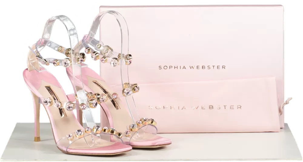 Sophia Webster Rose Pink Crystal Embellished  Heeled Sandals Bnib UK 8 EU 41 👠